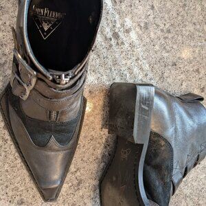 Fluevog Swordfish Boots Men's 7/Women's 9 Black/Pewter
